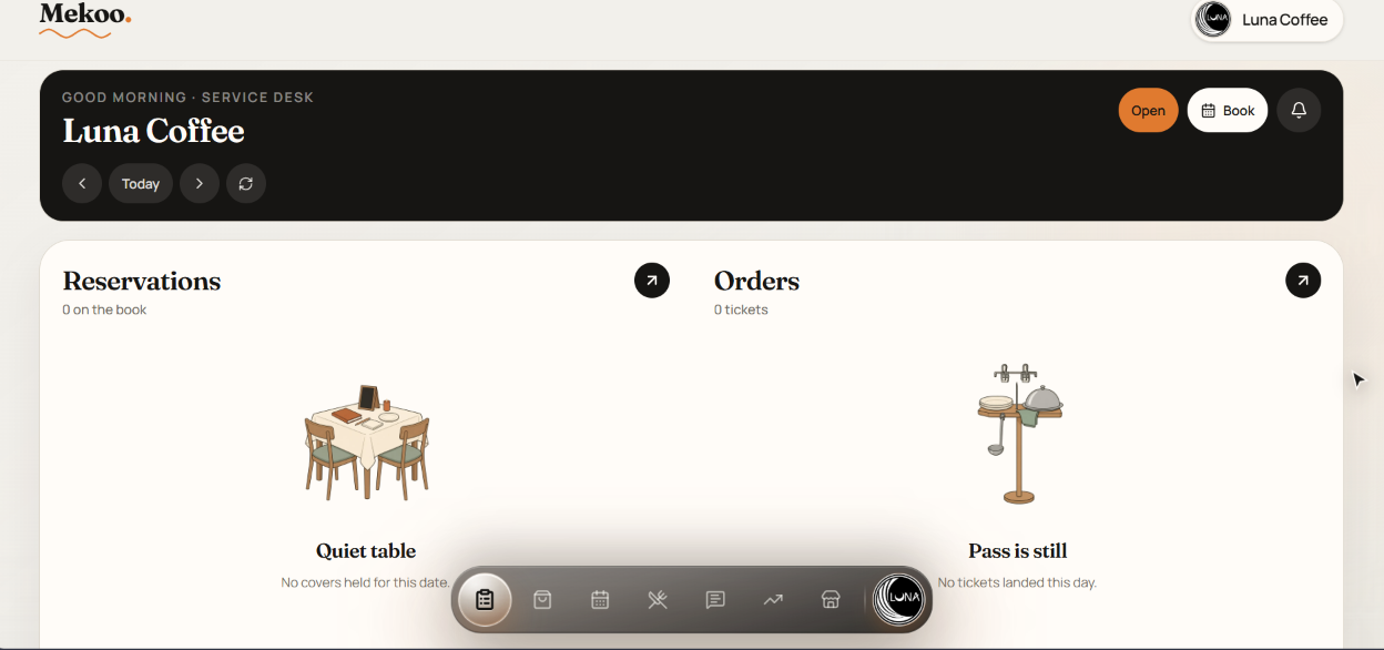 Mekoo restaurant desk · Luna Coffee